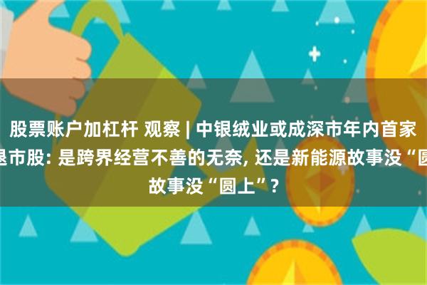 股票账户加杠杆 观察 | 中银绒业或成深市年内首家非ST退市股: 是跨界经营不善的无奈, 还是新能源故事没“圆上”?