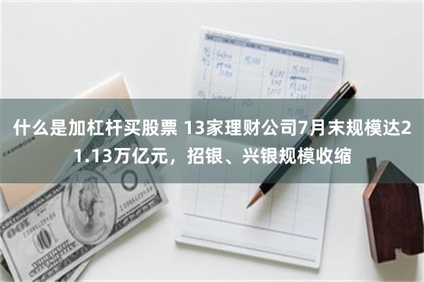 什么是加杠杆买股票 13家理财公司7月末规模达21.13万亿元，招银、兴银规模收缩