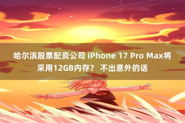 哈尔滨股票配资公司 iPhone 17 Pro Max将采用12GB内存？ 不出意外的话