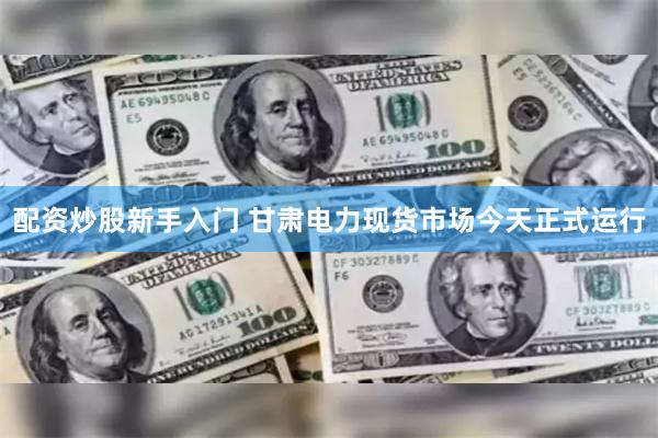 配资炒股新手入门 甘肃电力现货市场今天正式运行