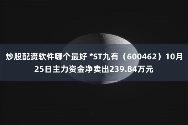 炒股配资软件哪个最好 *ST九有（600462）10月25日主力资金净卖出239.84万元