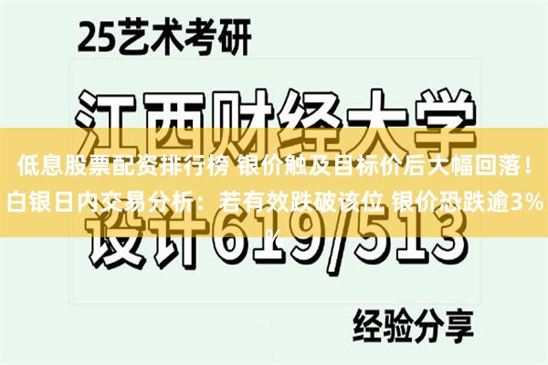 低息股票配资排行榜 银价触及目标价后大幅回落！白银日内交易分析：若有效跌破该位 银价恐跌逾3%