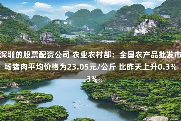 深圳的股票配资公司 农业农村部：全国农产品批发市场猪肉平均价格为23.05元/公斤 比昨天上升0.3%