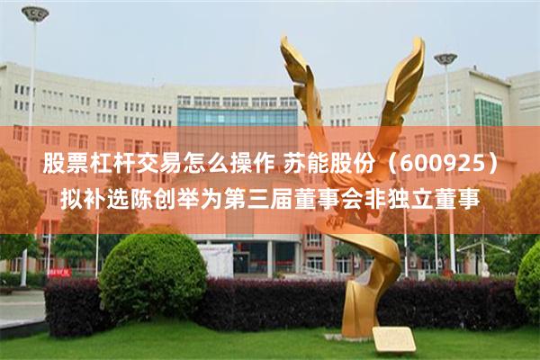 股票杠杆交易怎么操作 苏能股份（600925）拟补选陈创举为第三届董事会非独立董事