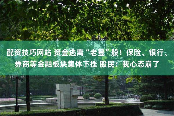 配资技巧网站 资金逃离“老登”股！保险、银行、券商等金融板块集体下挫 股民：我心态崩了