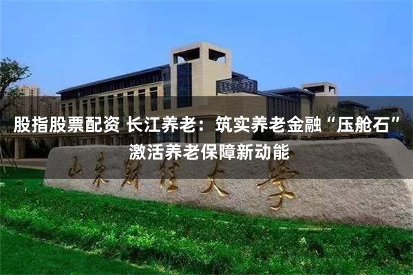 股指股票配资 长江养老：筑实养老金融“压舱石” 激活养老保障新动能